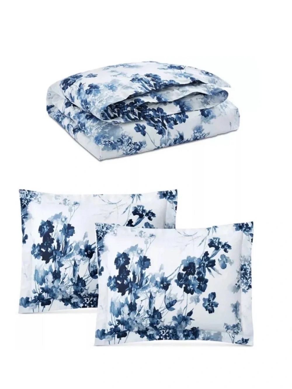 Lauren Ralph Lauren Flora Blue Watercolor Floral Duvet Set Queen